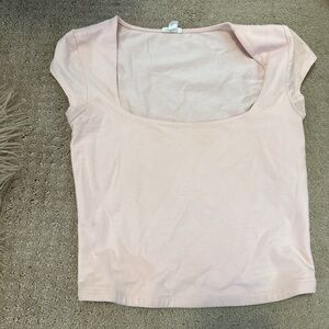 Garage Pink Fitted Cap Sleeve Blouse